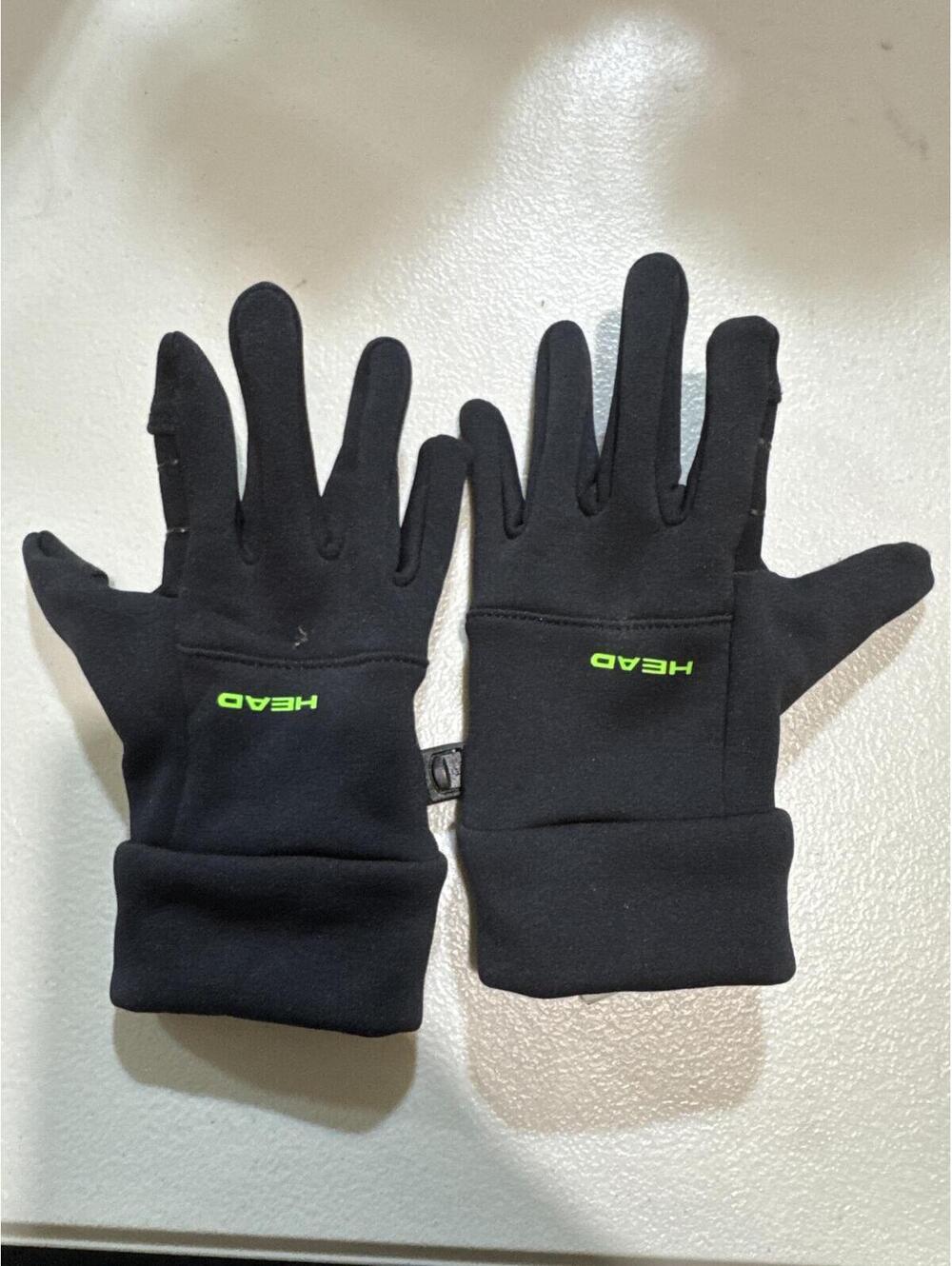 Kids HEAD Medium Black Winter Gloves with Neon Green Grip